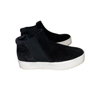 Vince Womens Black Suede Platform Slip-On Sneakers Size 7.5